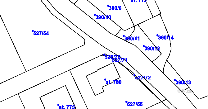 Parcela st. 527/70 v KÚ Jivina, Katastrální mapa