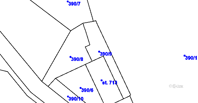 Parcela st. 390/9 v KÚ Jivina, Katastrální mapa