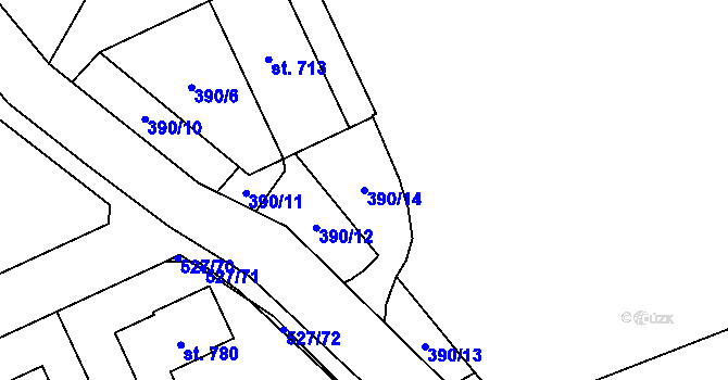 Parcela st. 390/14 v KÚ Jivina, Katastrální mapa