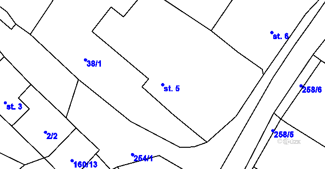 Parcela st. 5 v KÚ Kozmice u Jiviny, Katastrální mapa