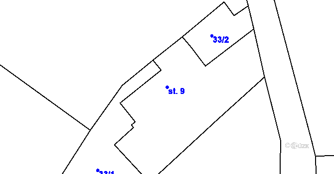 Parcela st. 9 v KÚ Kozmice u Jiviny, Katastrální mapa