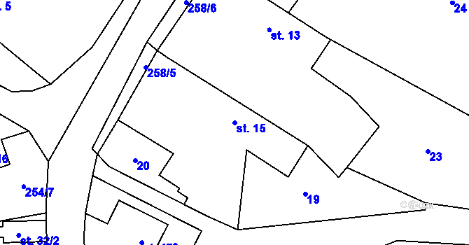 Parcela st. 15 v KÚ Kozmice u Jiviny, Katastrální mapa