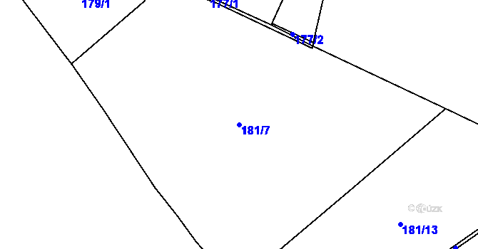 Parcela st. 181/7 v KÚ Kozmice u Jiviny, Katastrální mapa