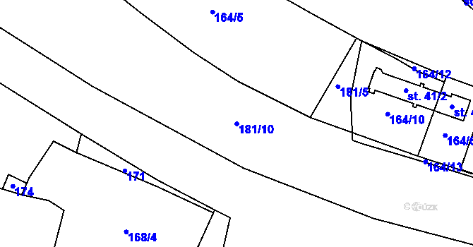 Parcela st. 181/10 v KÚ Kozmice u Jiviny, Katastrální mapa