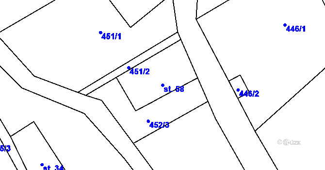 Parcela st. 58 v KÚ Mohelnice nad Jizerou, Katastrální mapa