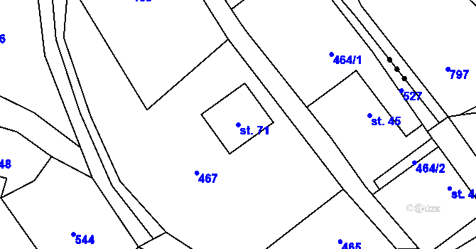 Parcela st. 71 v KÚ Mohelnice nad Jizerou, Katastrální mapa