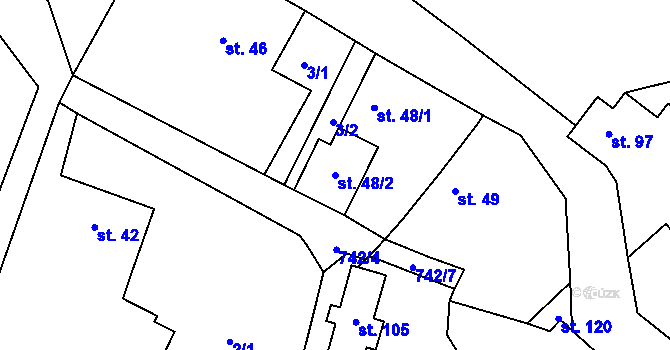 Parcela st. 48/2 v KÚ Mukařov u Jiviny, Katastrální mapa