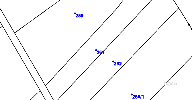 Parcela st. 261 v KÚ Mukařov u Jiviny, Katastrální mapa