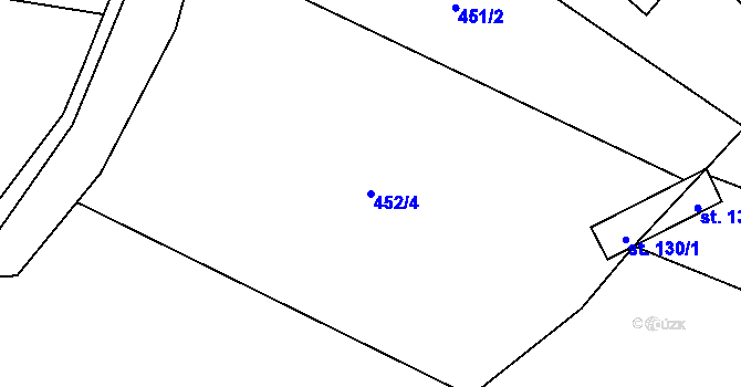Parcela st. 452/4 v KÚ Mukařov u Jiviny, Katastrální mapa