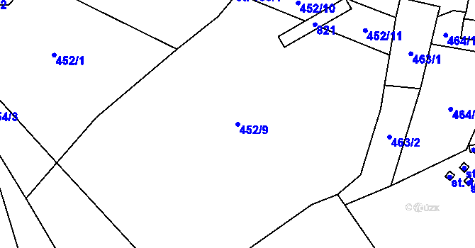 Parcela st. 452/9 v KÚ Mukařov u Jiviny, Katastrální mapa