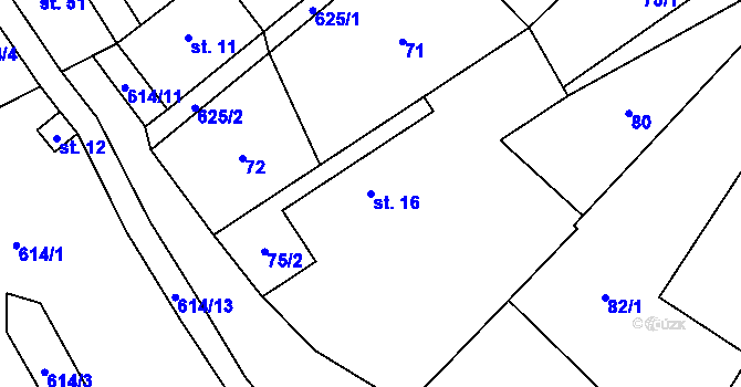 Parcela st. 16 v KÚ Neveklovice, Katastrální mapa