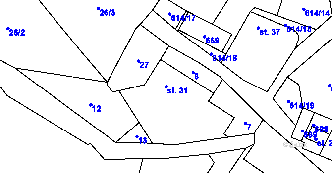 Parcela st. 31 v KÚ Neveklovice, Katastrální mapa