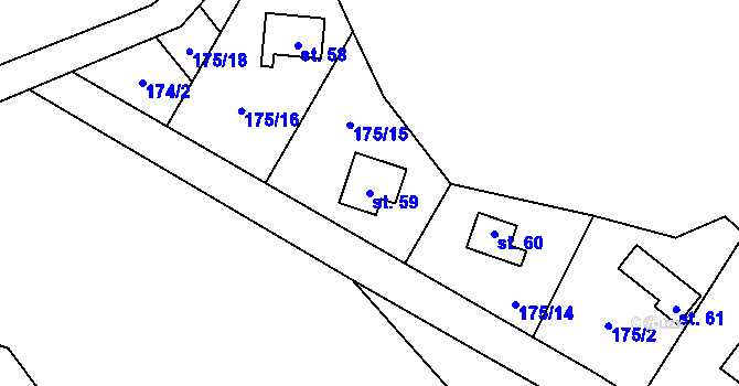 Parcela st. 59 v KÚ Neveklovice, Katastrální mapa