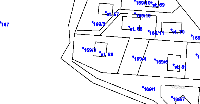 Parcela st. 80 v KÚ Neveklovice, Katastrální mapa