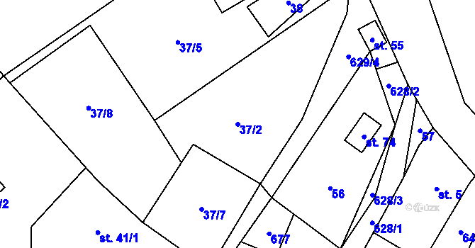 Parcela st. 37/2 v KÚ Neveklovice, Katastrální mapa