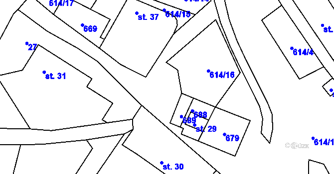 Parcela st. 614/19 v KÚ Neveklovice, Katastrální mapa