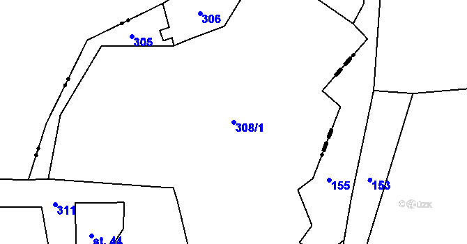 Parcela st. 308/1 v KÚ Strážiště u Jiviny, Katastrální mapa