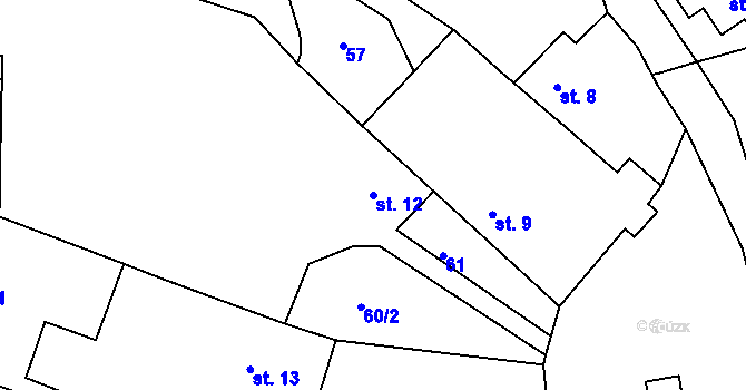 Parcela st. 12 v KÚ Vicmanov, Katastrální mapa