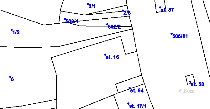 Parcela st. 16 v KÚ Vicmanov, Katastrální mapa