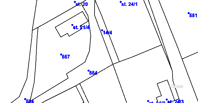 Parcela st. 21/2 v KÚ Vicmanov, Katastrální mapa