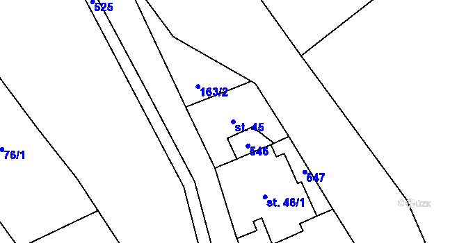 Parcela st. 45 v KÚ Vicmanov, Katastrální mapa