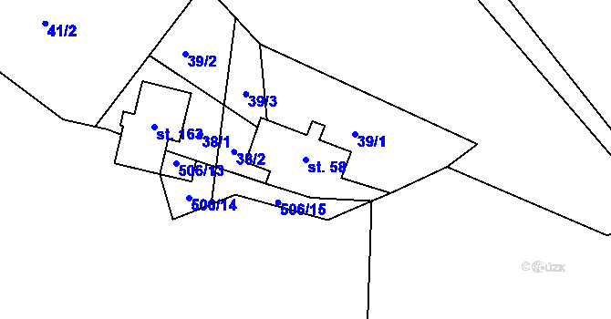 Parcela st. 58 v KÚ Vicmanov, Katastrální mapa