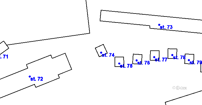 Parcela st. 74 v KÚ Vicmanov, Katastrální mapa