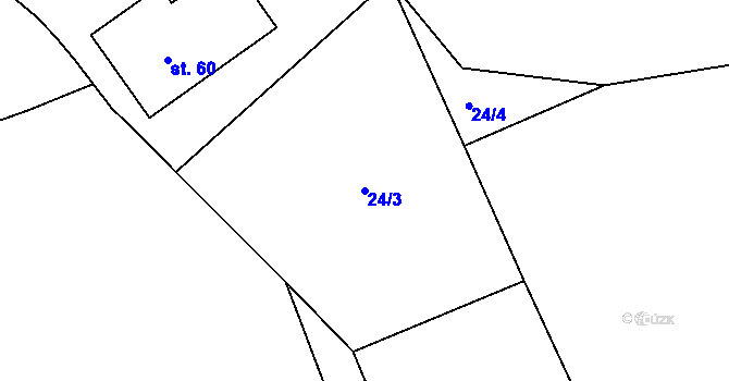 Parcela st. 24/3 v KÚ Vicmanov, Katastrální mapa