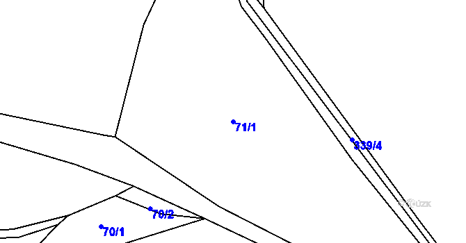Parcela st. 71/1 v KÚ Vicmanov, Katastrální mapa