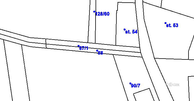 Parcela st. 88 v KÚ Vicmanov, Katastrální mapa