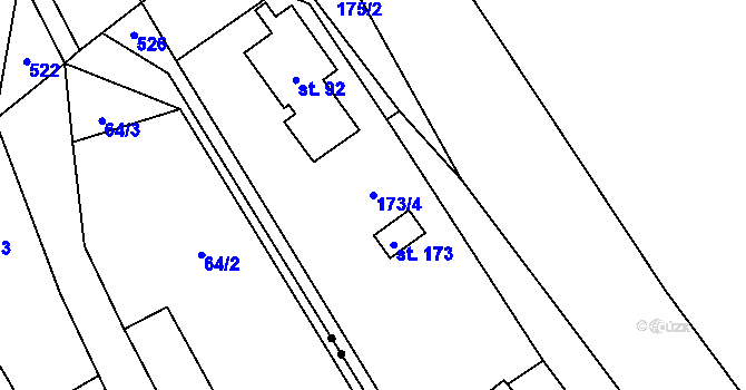 Parcela st. 173/4 v KÚ Vicmanov, Katastrální mapa