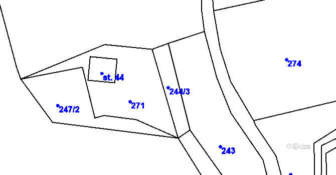 Parcela st. 244/3 v KÚ Vicmanov, Katastrální mapa