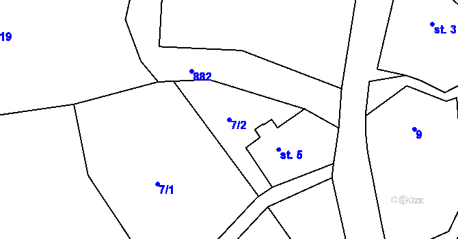 Parcela st. 7/2 v KÚ Dolní Vernéřovice, Katastrální mapa