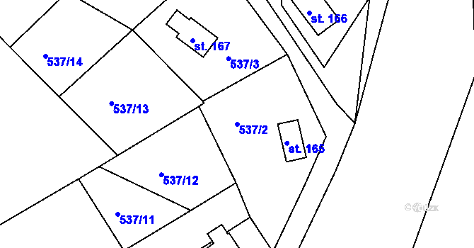 Parcela st. 537/2 v KÚ Dolní Vernéřovice, Katastrální mapa