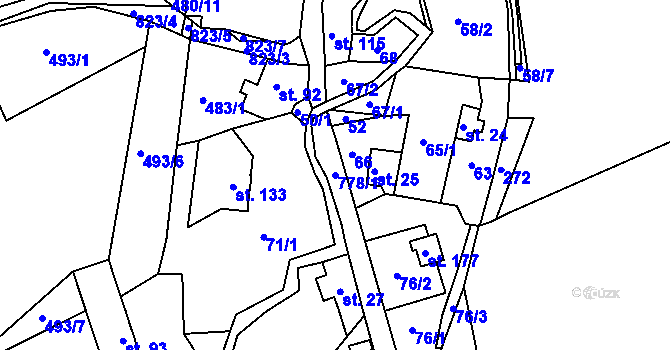 Parcela st. 778/1 v KÚ Dolní Vernéřovice, Katastrální mapa
