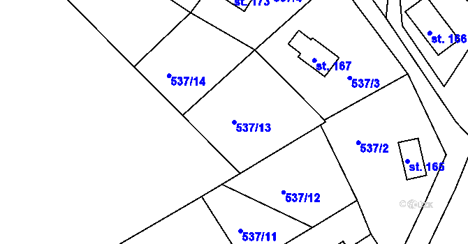 Parcela st. 537/13 v KÚ Dolní Vernéřovice, Katastrální mapa