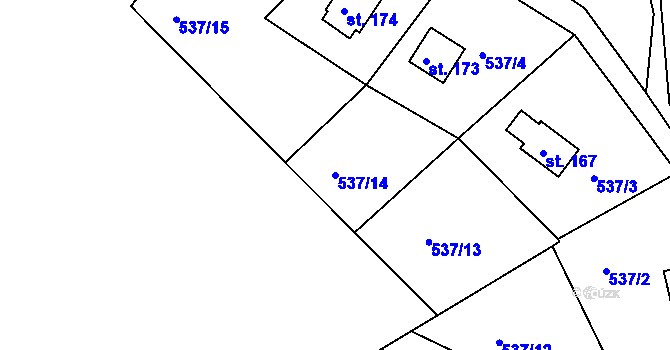 Parcela st. 537/14 v KÚ Dolní Vernéřovice, Katastrální mapa