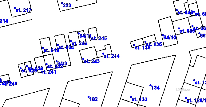 Parcela st. 244 v KÚ Horní Vernéřovice, Katastrální mapa