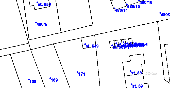 Parcela st. 649 v KÚ Horní Vernéřovice, Katastrální mapa