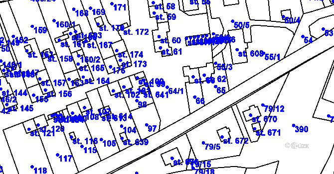 Parcela st. 64/1 v KÚ Horní Vernéřovice, Katastrální mapa