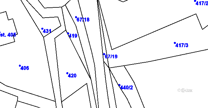 Parcela st. 67/19 v KÚ Horní Vernéřovice, Katastrální mapa