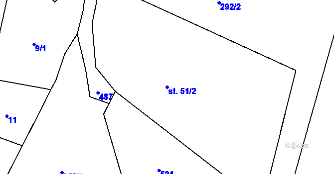 Parcela st. 51/2 v KÚ Jívka, Katastrální mapa