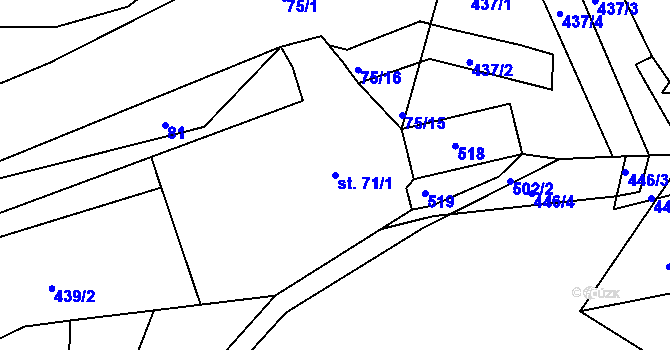 Parcela st. 71/1 v KÚ Jívka, Katastrální mapa