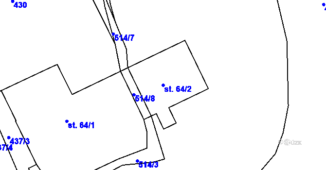 Parcela st. 64/2 v KÚ Jívka, Katastrální mapa