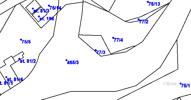 Parcela st. 77/3 v KÚ Jívka, Katastrální mapa