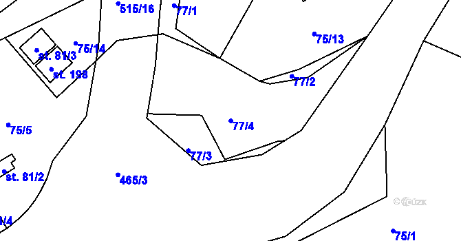 Parcela st. 77/4 v KÚ Jívka, Katastrální mapa