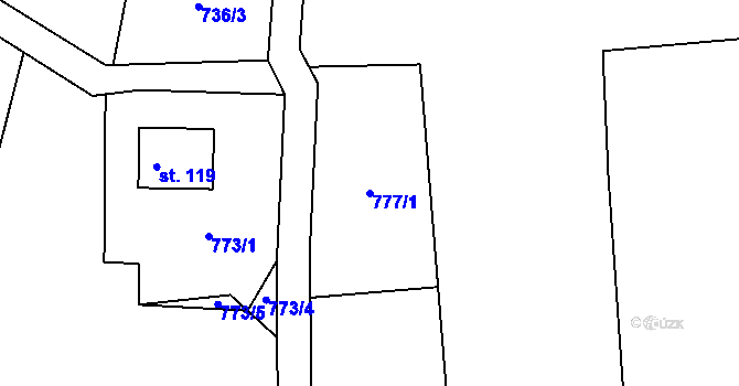 Parcela st. 777/1 v KÚ Studnice u Jívky, Katastrální mapa