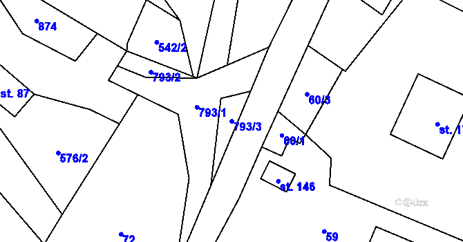 Parcela st. 793/3 v KÚ Studnice u Jívky, Katastrální mapa