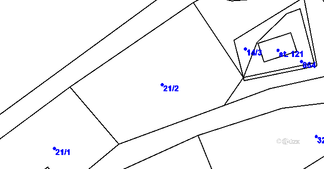 Parcela st. 21/2 v KÚ Studnice u Jívky, Katastrální mapa