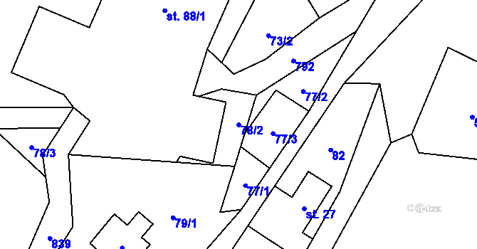 Parcela st. 78/2 v KÚ Studnice u Jívky, Katastrální mapa
